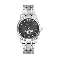 Men's Bulova Black Hampton Pirates Stainless Steel Corporate Collection Watch