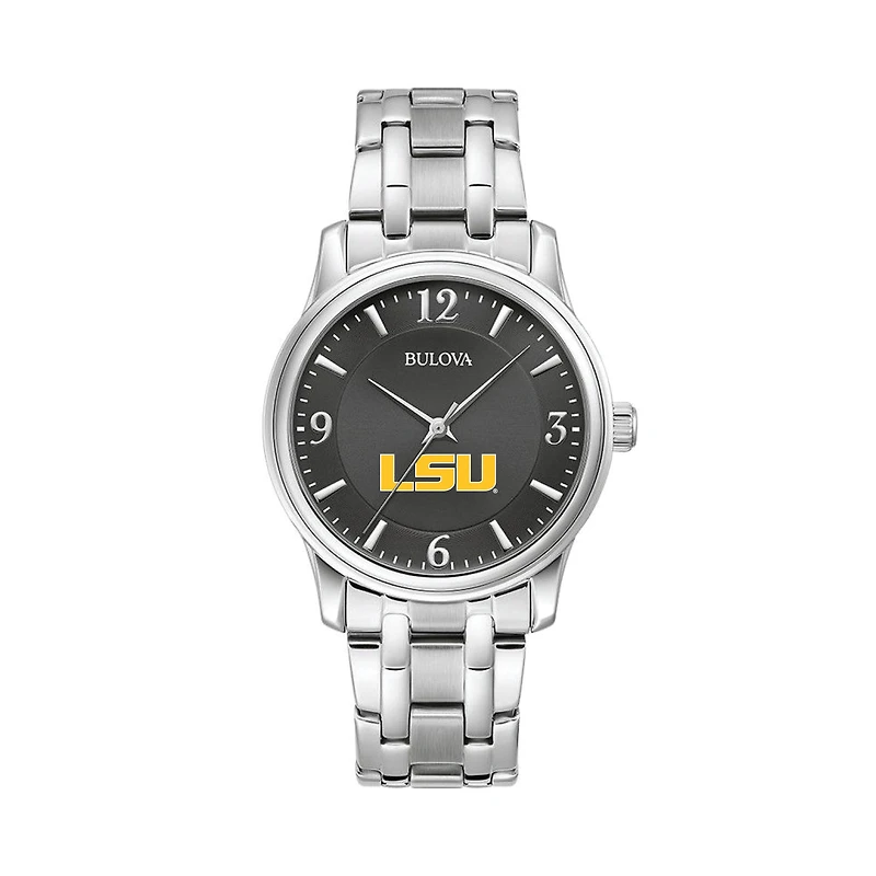 Men's Bulova Black LSU Tigers Stainless Steel Corporate Collection Watch