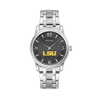 Men's Bulova Black LSU Tigers Stainless Steel Corporate Collection Watch