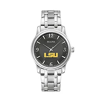 Men's Bulova Black LSU Tigers Stainless Steel Corporate Collection Watch