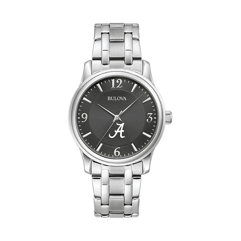 Men's Bulova Black Alabama Crimson Tide Stainless Steel Corporate Collection Watch