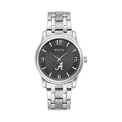 Men's Bulova Black Alabama Crimson Tide Stainless Steel Corporate Collection Watch