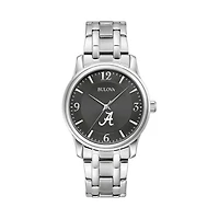 Men's Bulova Black Alabama Crimson Tide Stainless Steel Corporate Collection Watch