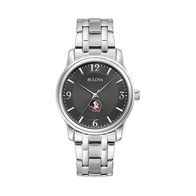 Men's Bulova Black Florida State Seminoles Stainless Steel Corporate Collection Watch