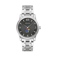 Men's Bulova Black Kansas Jayhawks Stainless Steel Corporate Collection Watch