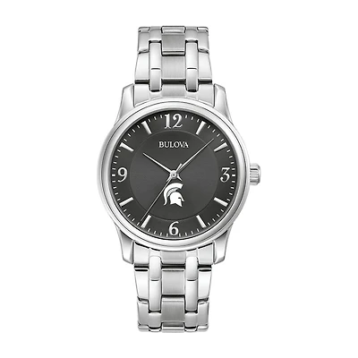 Men's Bulova Black Michigan State Spartans Stainless Steel Corporate Collection Watch