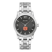 Men's Bulova Black Auburn Tigers Stainless Steel Corporate Collection Watch