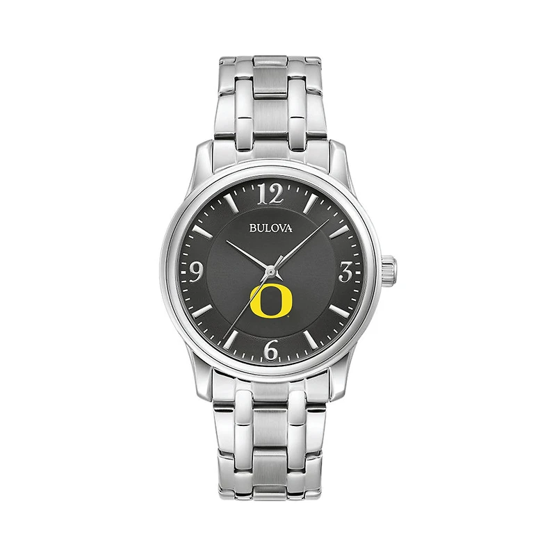 Men's Bulova Black Oregon Ducks Stainless Steel Corporate Collection Watch