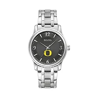 Men's Bulova Black Oregon Ducks Stainless Steel Corporate Collection Watch