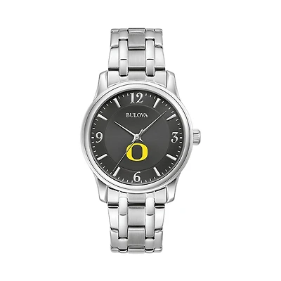 Men's Bulova Black Oregon Ducks Stainless Steel Corporate Collection Watch