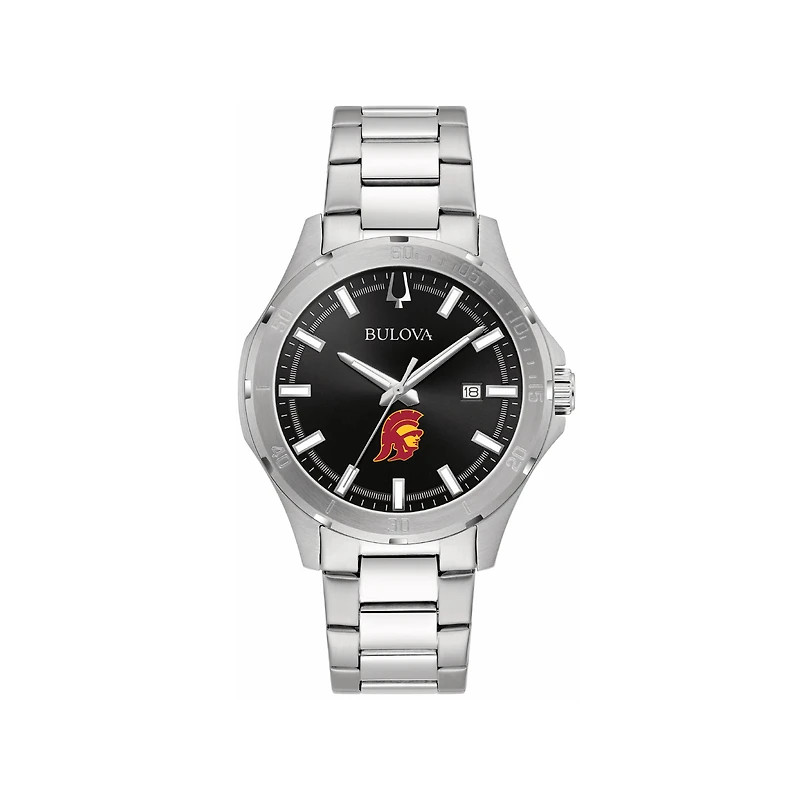 Men's Bulova Black USC Trojans Stainless Steel Classic Sport Watch