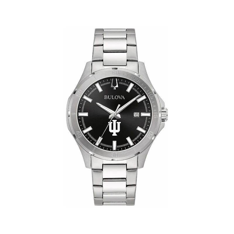 Men's Bulova Black Indiana Hoosiers Stainless Steel Classic Sport Watch