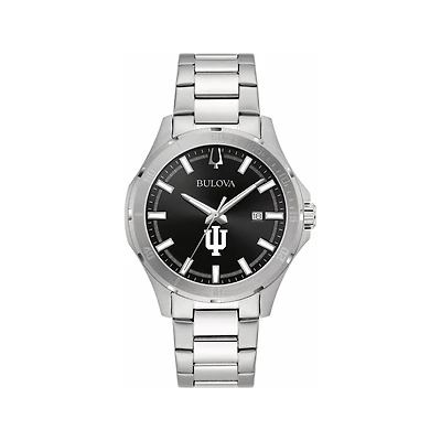 Men's Bulova Black Indiana Hoosiers Stainless Steel Classic Sport Watch