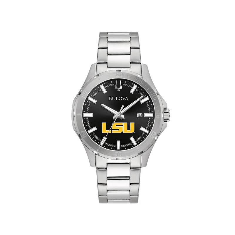 Men's Bulova Black LSU Tigers Stainless Steel Classic Sport Watch