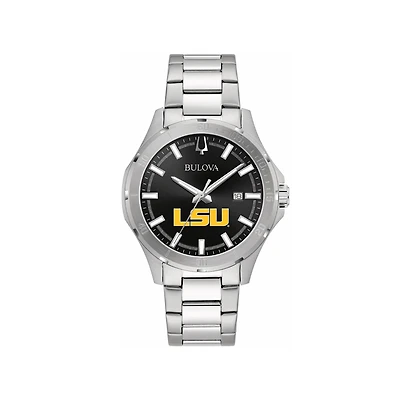 Men's Bulova Black LSU Tigers Stainless Steel Classic Sport Watch