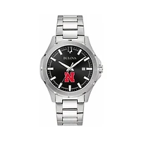 Men's Bulova Black Nebraska Huskers Stainless Steel Classic Sport Watch