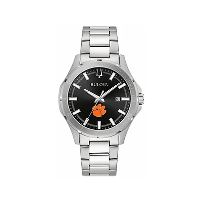 Men's Bulova Black Clemson Tigers Stainless Steel Classic Sport Watch