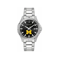 Men's Bulova Black Michigan Wolverines Stainless Steel Classic Sport Watch