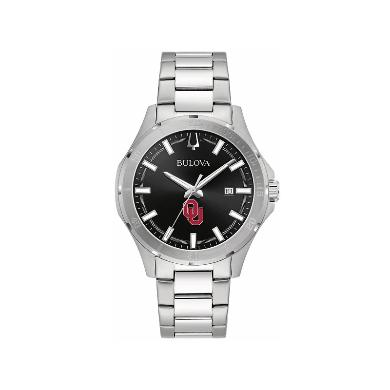 Men's Bulova Black Oklahoma Sooners Stainless Steel Classic Sport Watch