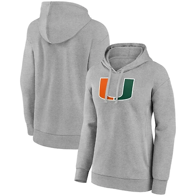Women's Gray Miami Hurricanes Primary Logo Pullover Hoodie