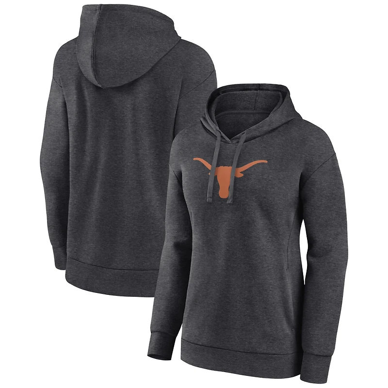 Women's Charcoal Texas Longhorns Primary Logo Pullover Hoodie