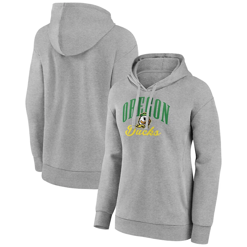 Women's Gray Oregon Ducks Victory Script Pullover Hoodie