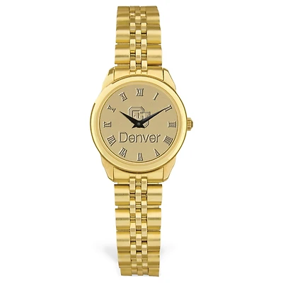 Women's Gold CU Denver Lynx Medallion Rolled Link Bracelet Wristwatch