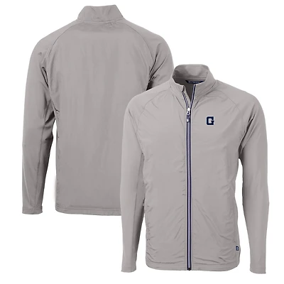 Men's Cutter & Buck Gray Georgetown Hoyas Adapt Eco Knit Hybrid Recycled Full-Zip Jacket