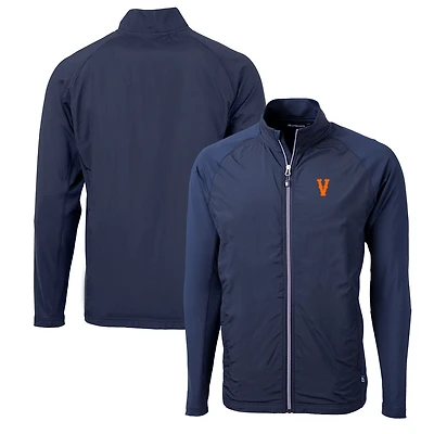 Men's Cutter & Buck Navy Virginia Cavaliers Vintage Adapt Eco Knit Hybrid Recycled Full-Zip Jacket