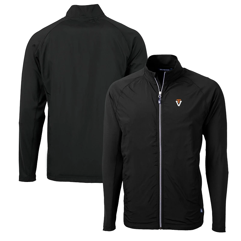 Men's Cutter & Buck Black Virginia Tech Hokies Adapt Eco Knit Hybrid Recycled Full-Zip Jacket