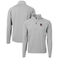 Men's Cutter & Buck Gray Delaware Fightin' Blue Hens Adapt Eco Knit Hybrid Recycled Quarter-Zip Pullover Top