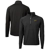 Men's Cutter & Buck Black George Mason Patriots Adapt Eco Knit Hybrid Recycled Full-Zip Logo Jacket