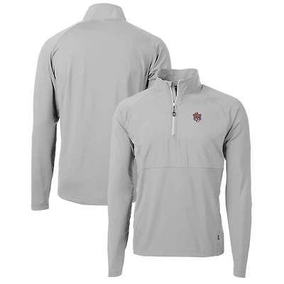 Men's Cutter & Buck Gray LSU Tigers Adapt Eco Knit Hybrid Recycled Quarter-Zip Pullover Top