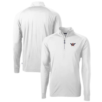 Men's Cutter & Buck White Auburn Tigers Adapt Eco Knit Stretch Recycled Quarter-Zip Pullover Top