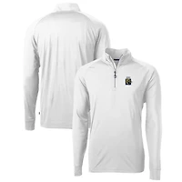 Men's Cutter & Buck White FIU Panthers Adapt Eco Knit Stretch Recycled Quarter-Zip Pullover Top