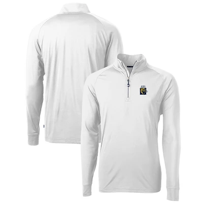 Men's Cutter & Buck White FIU Panthers Adapt Eco Knit Stretch Recycled Quarter-Zip Pullover Top