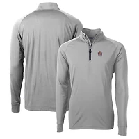 Men's Cutter & Buck Gray LSU Tigers Adapt Eco Knit Stretch Recycled Quarter-Zip Pullover Top