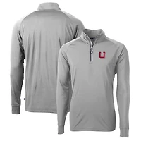 Men's Cutter & Buck Gray Utah Utes Adapt Eco Knit Stretch Recycled Quarter-Zip Pullover Top