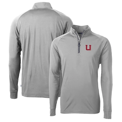 Men's Cutter & Buck Gray Utah Utes Adapt Eco Knit Stretch Recycled Quarter-Zip Pullover Top