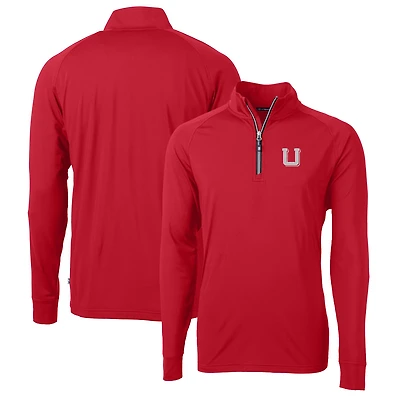 Men's Cutter & Buck Red Utah Utes Adapt Eco Knit Stretch Recycled Quarter-Zip Pullover Top