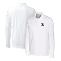 Men's Cutter & Buck White Delaware Fightin' Blue Hens Advantage Tri-Blend Pique Long Sleeve Polo