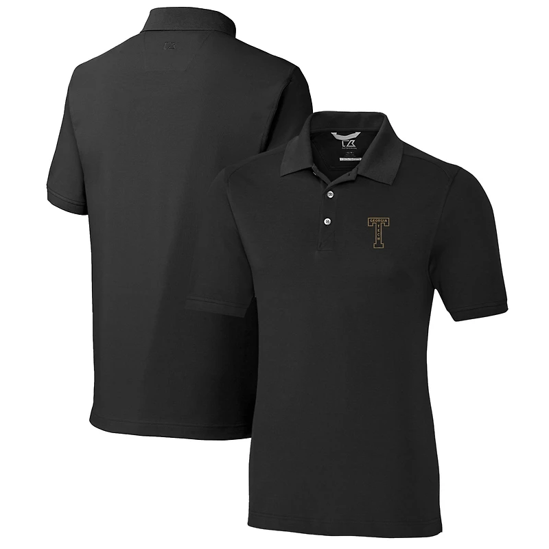 Men's Cutter & Buck Black Georgia Tech Yellow Jackets Advantage Tri-Blend DryTec Pique Polo