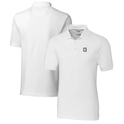 Men's Cutter & Buck White Georgetown Hoyas Advantage Tri-Blend DryTec Pique Polo