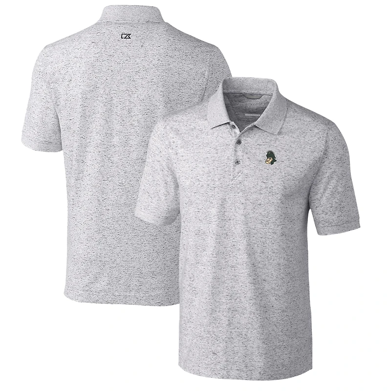 Men's Cutter & Buck Steel Michigan State Spartans Advantage Space Dye Tri-Blend Polo