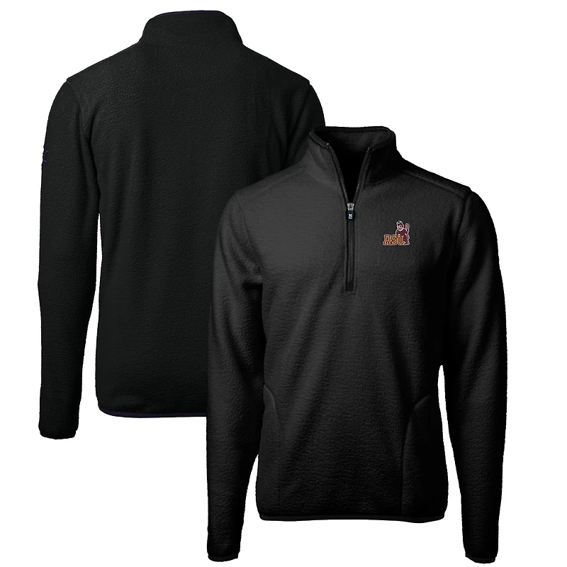 Men's Cutter & Buck Black Arizona State Sun Devils Vault Cascade Eco Sherpa Fleece Quarter-Zip Pullover Jacket