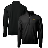 Men's Cutter & Buck Black George Mason Patriots Vault Cascade Eco Sherpa Fleece Quarter-Zip Pullover Jacket