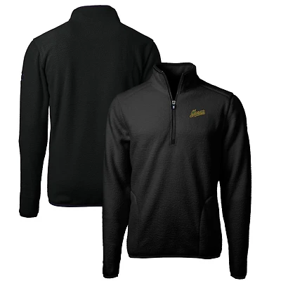 Men's Cutter & Buck Black George Mason Patriots Vault Cascade Eco Sherpa Fleece Quarter-Zip Pullover Jacket