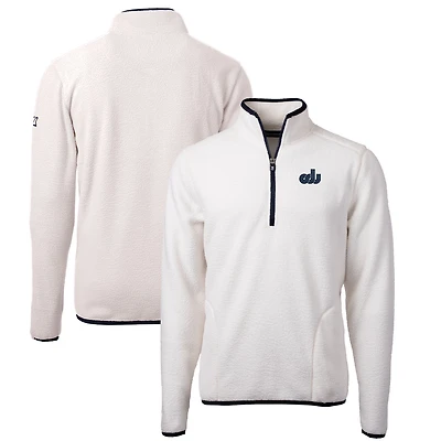 Men's Cutter & Buck White Old Dominion Monarchs Vault Cascade Eco Sherpa Fleece Quarter-Zip Pullover Jacket