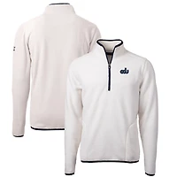 Men's Cutter & Buck White Old Dominion Monarchs Vault Cascade Eco Sherpa Fleece Quarter-Zip Pullover Jacket