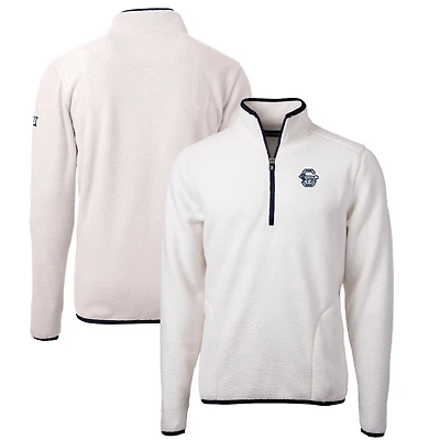 Men's Cutter & Buck White Penn State Nittany Lions Vault Cascade Eco Sherpa Fleece Quarter-Zip Pullover Jacket